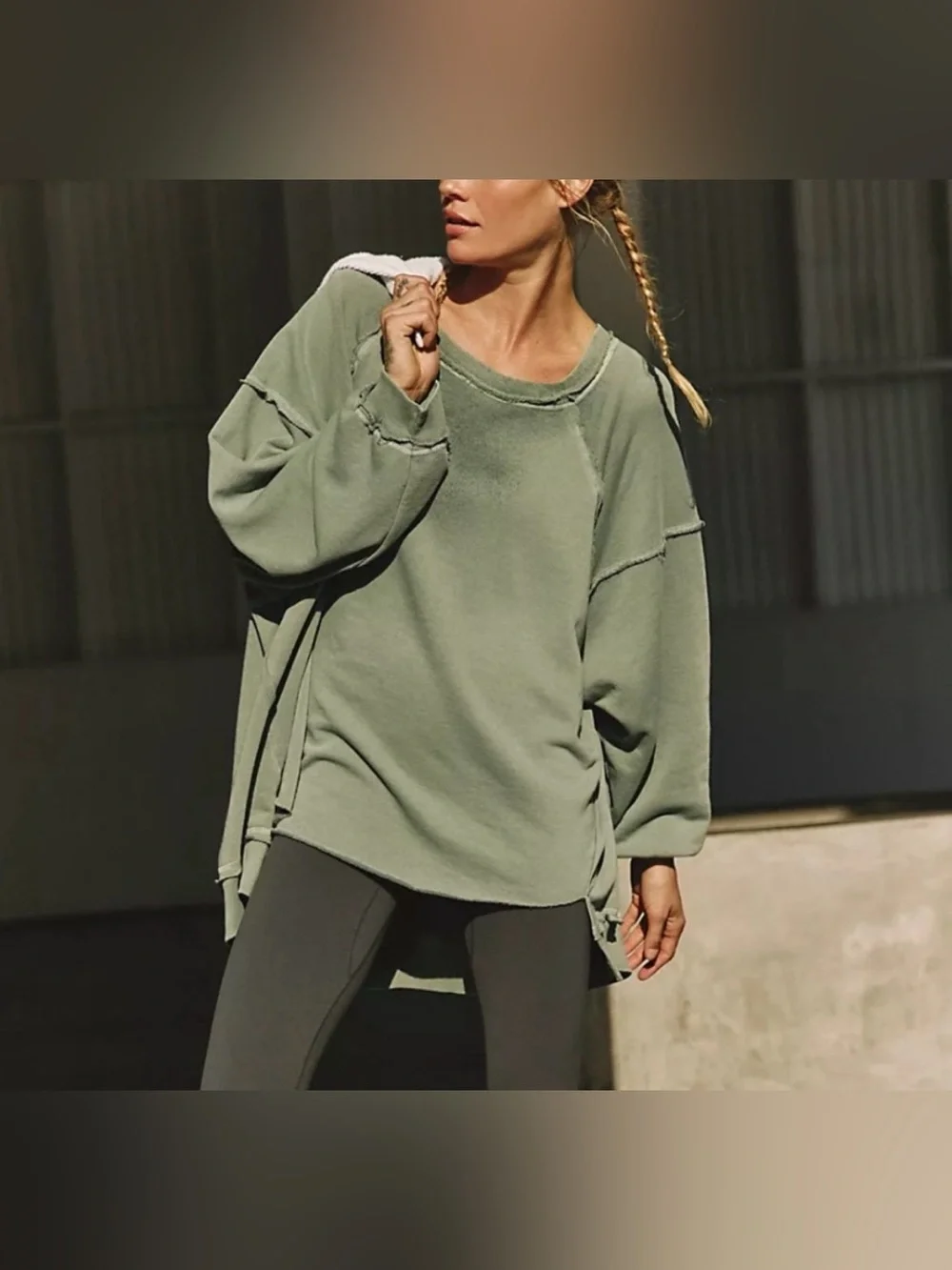NWOT Free People FP Movement One To Beat Pullover - Eucalyptus green - XS